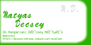 matyas decsey business card